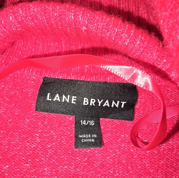 Lane Bryant Bright Pink Cowl Neck Tunic Sweater Size 14/16 - Picture 4 of 10